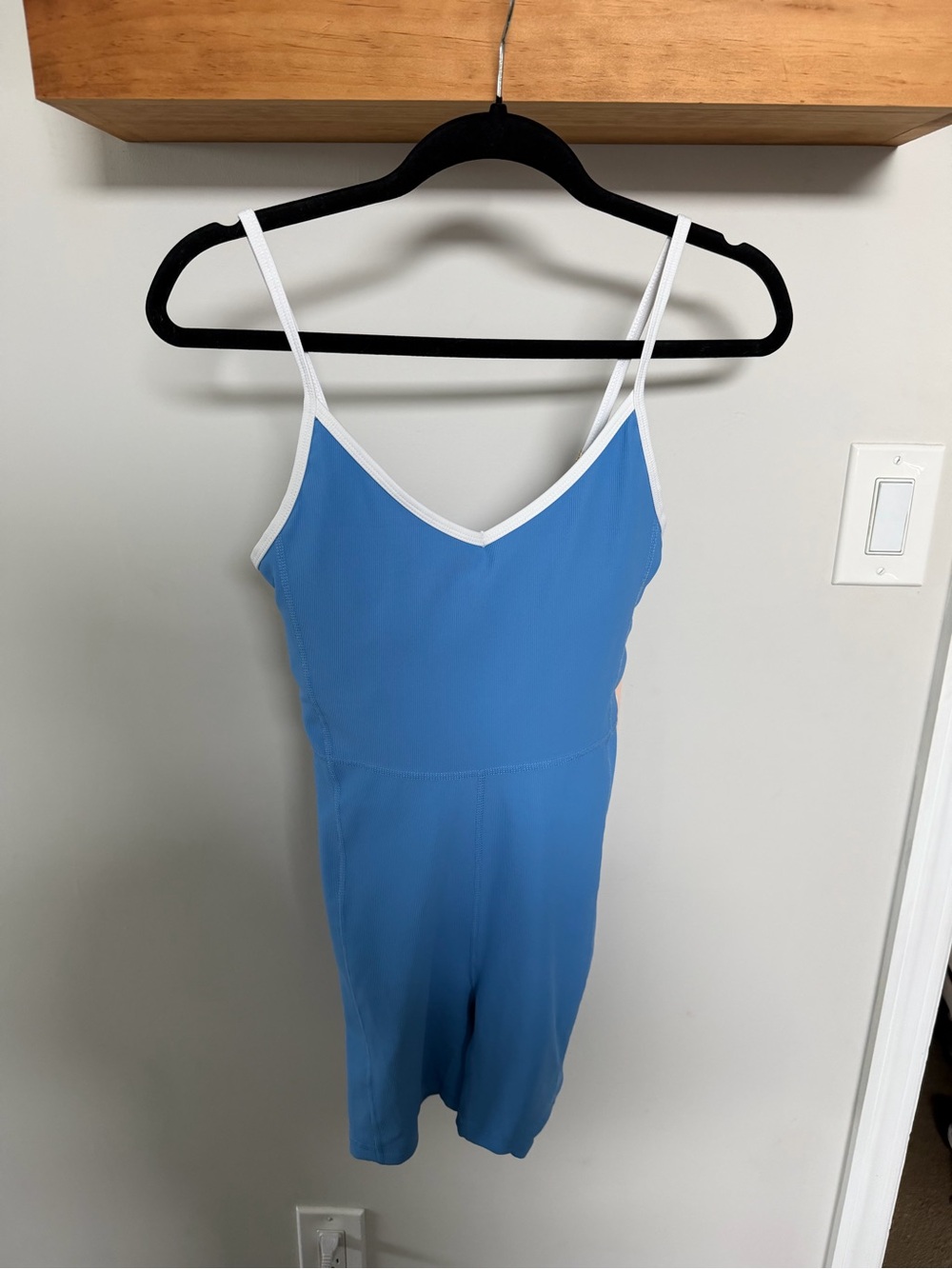Women’s Blue Slip Romper with White Trim